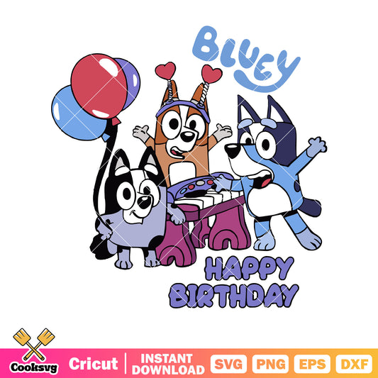 Surprise bluey happy birthday svg, bluey event​ svg, bluey birthday svg