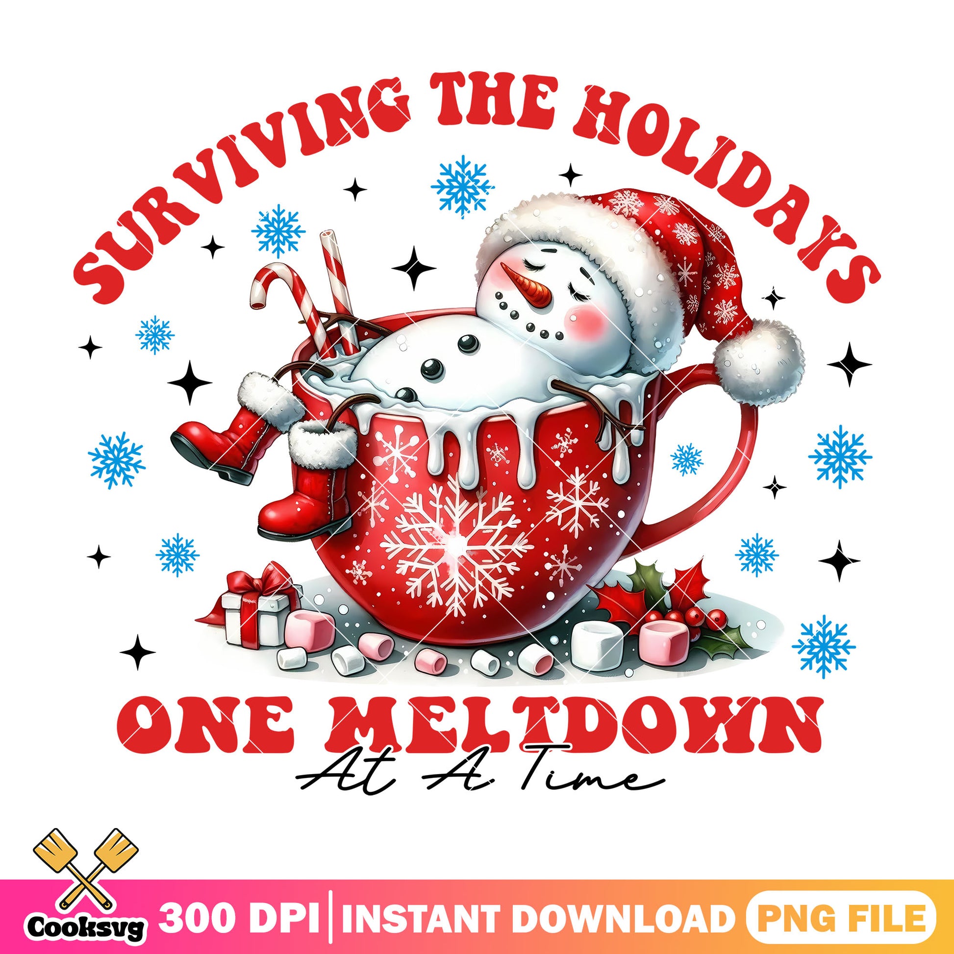 Surviving the holidays one meltdown png, snow man christmas png