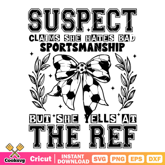 Suspect claims she hates bad sportsmanship svg, baseball bow tie​ svg