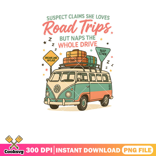 Suspect claims she love road trips png, retro summer png, summer vacation png