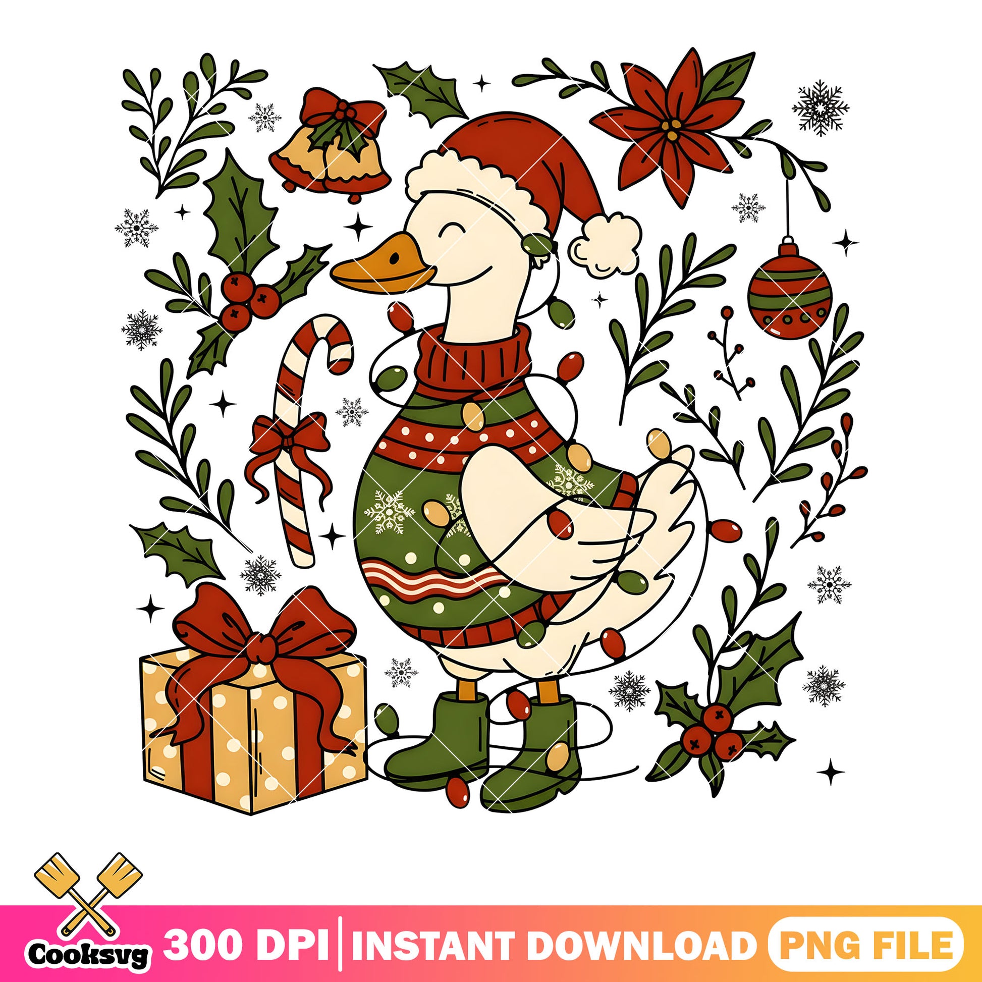 Sweater christmas candy and goose png, christmas presents png