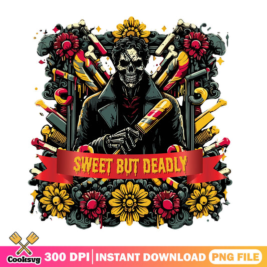 Sweet But Deadly Skull Halloween PNG, Horror Skeleton PNG, Spooky PNG