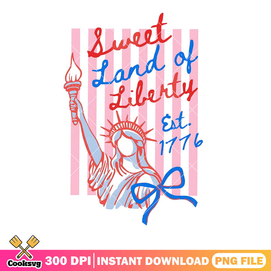 Sweet land of liberty est 1776 png, america icon png, t shirt design png