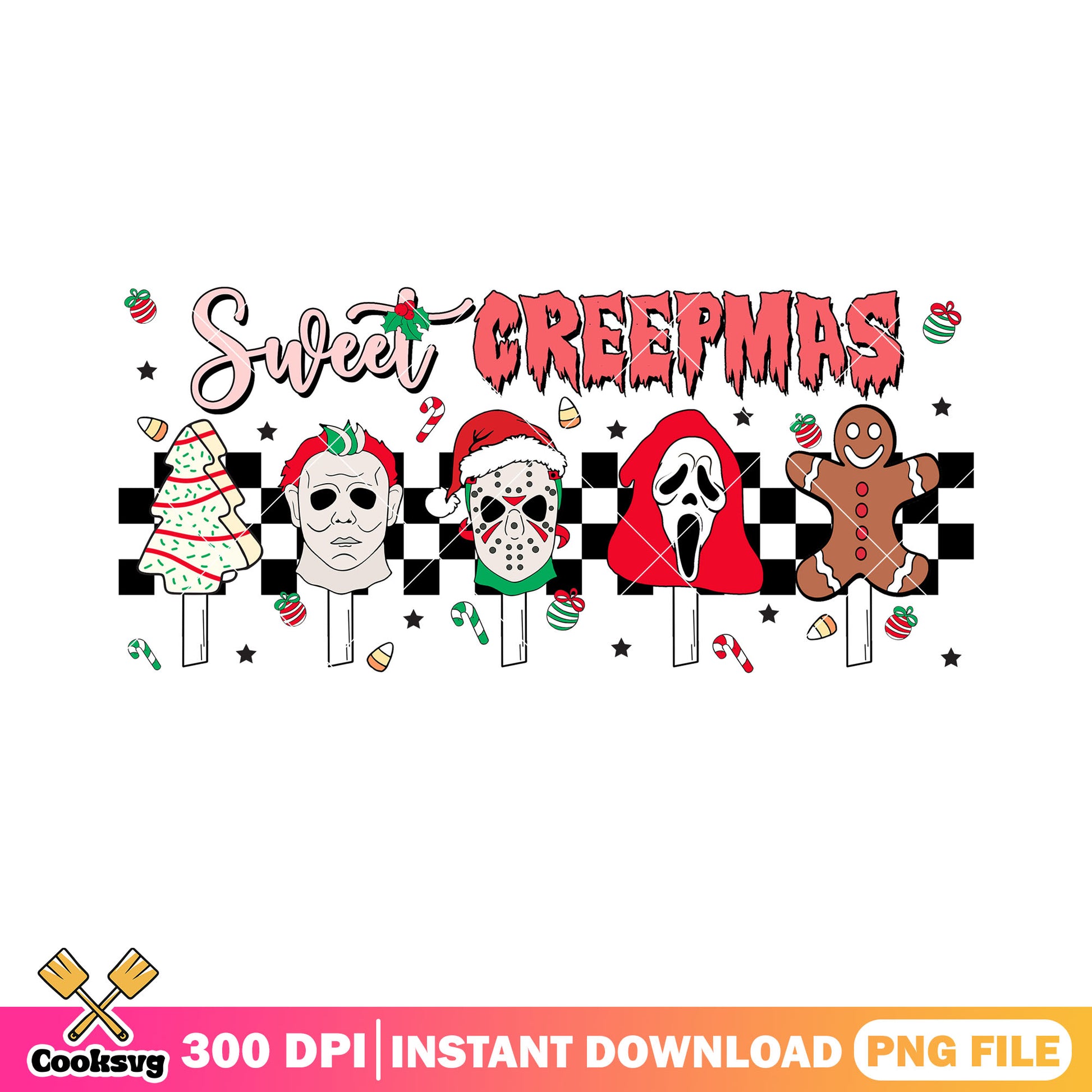 Sweet creepmas christmas png, micheal myers png, ghost face​ png
