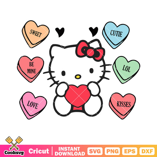 Sweet cute lol kisses svg,​ red bow tie​ svg, hello kitty svg