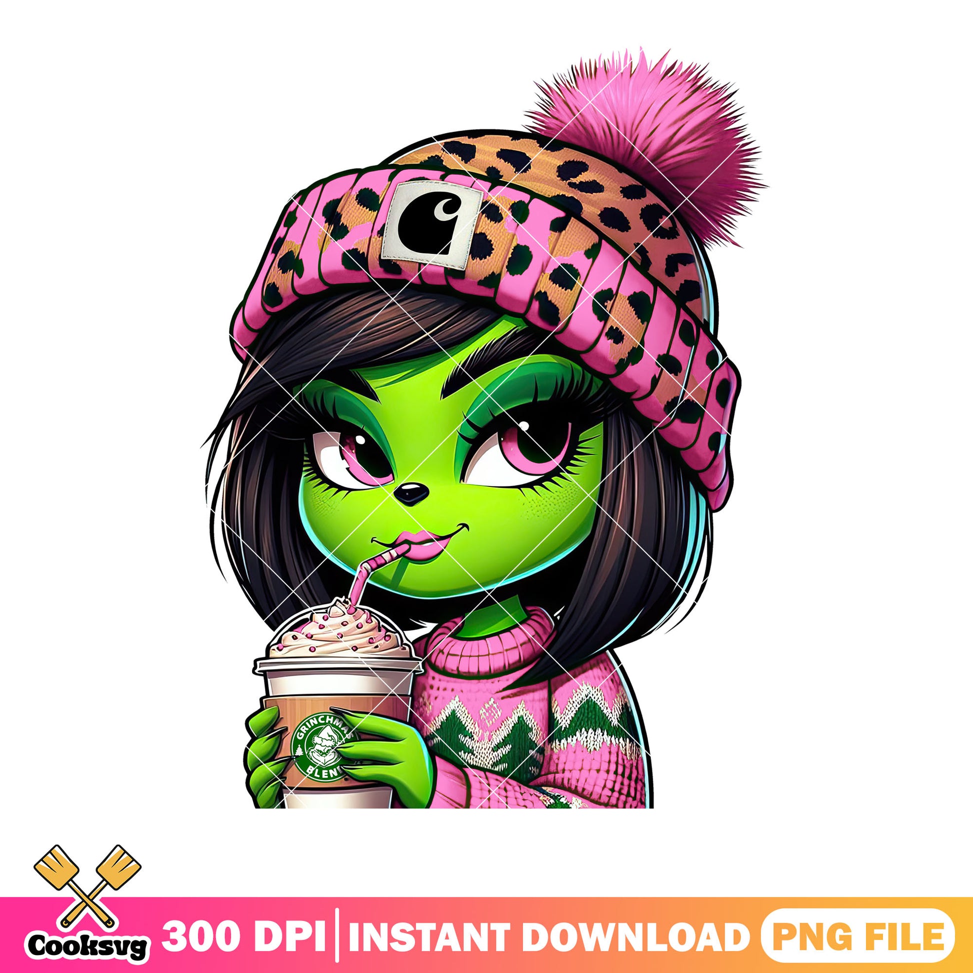 Sweet grinch girl christmas png, merry christmas png, the grinch png