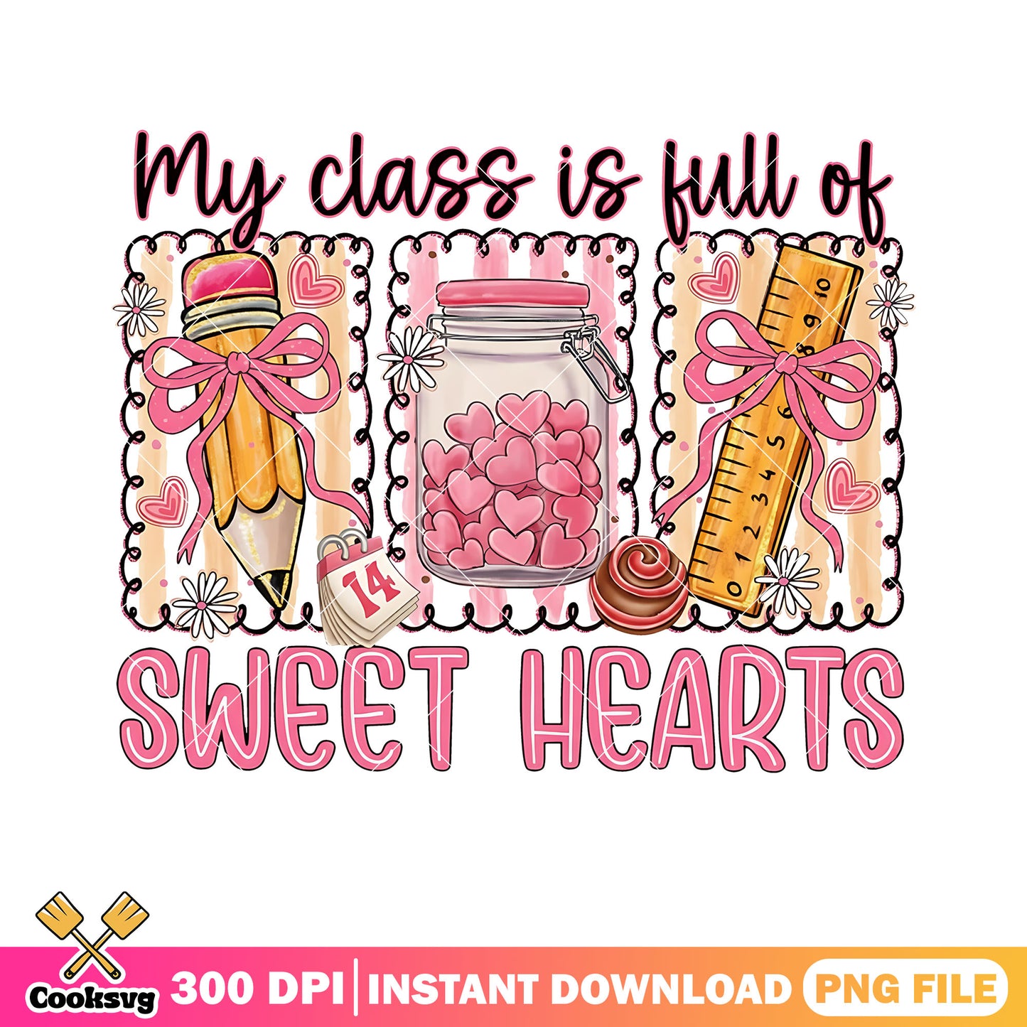 Sweet hearts classroom png,school supplies png,february 14 jar png