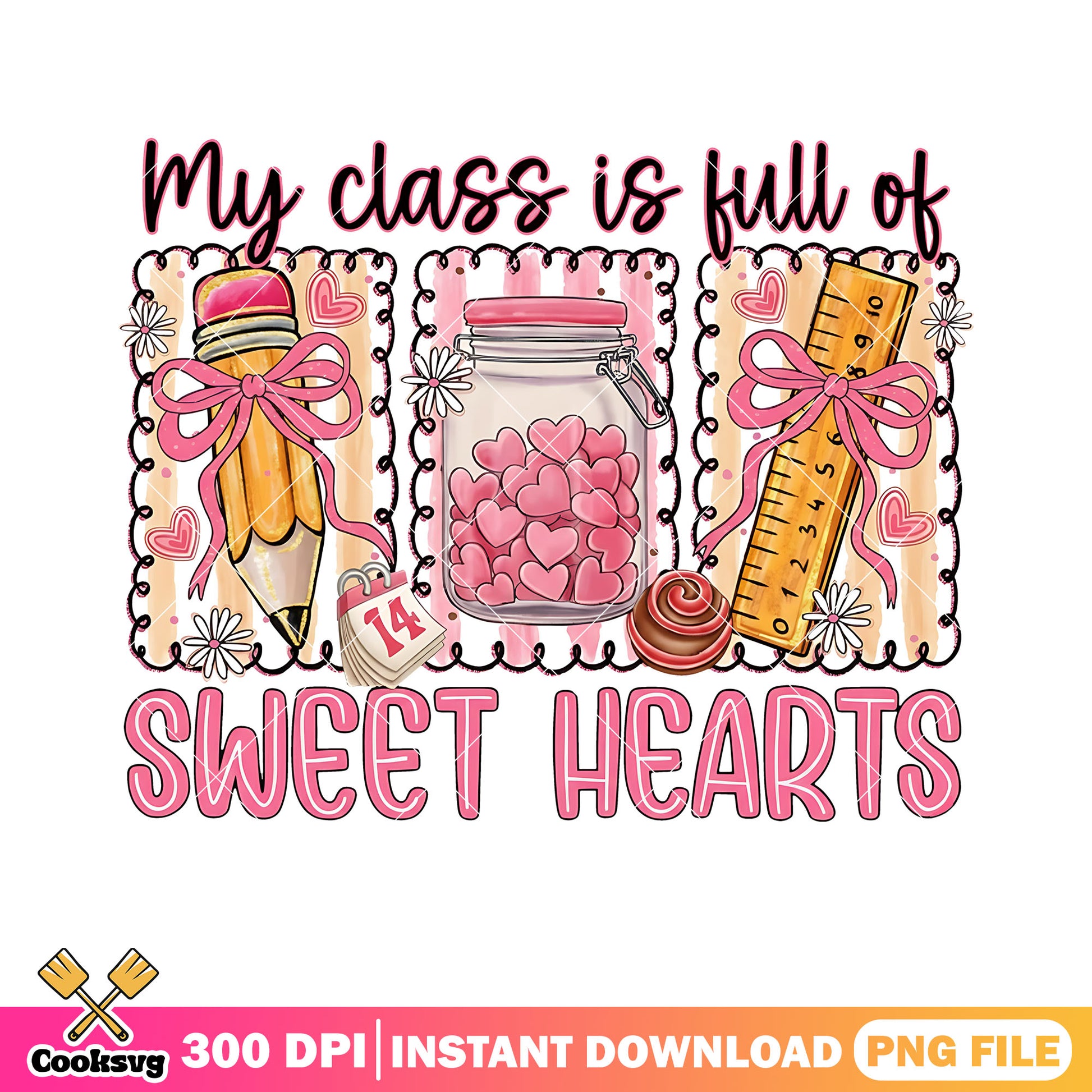 Sweet hearts classroom png,school supplies png,february 14 jar png