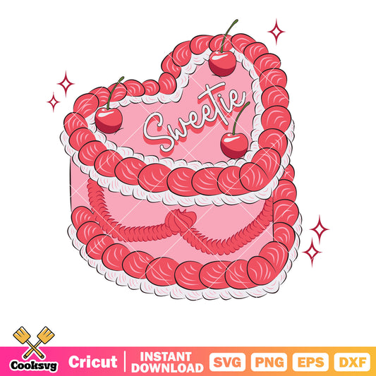Sweetie pink cake valentine svg, pink valentine svg, valentines cake​ svg