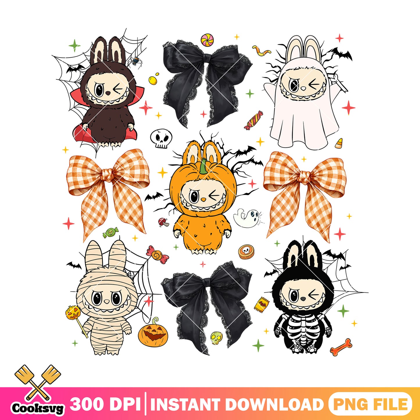 Sweet stuff labubu halloween png, labubu dolls​ png, halloween cookies​ png