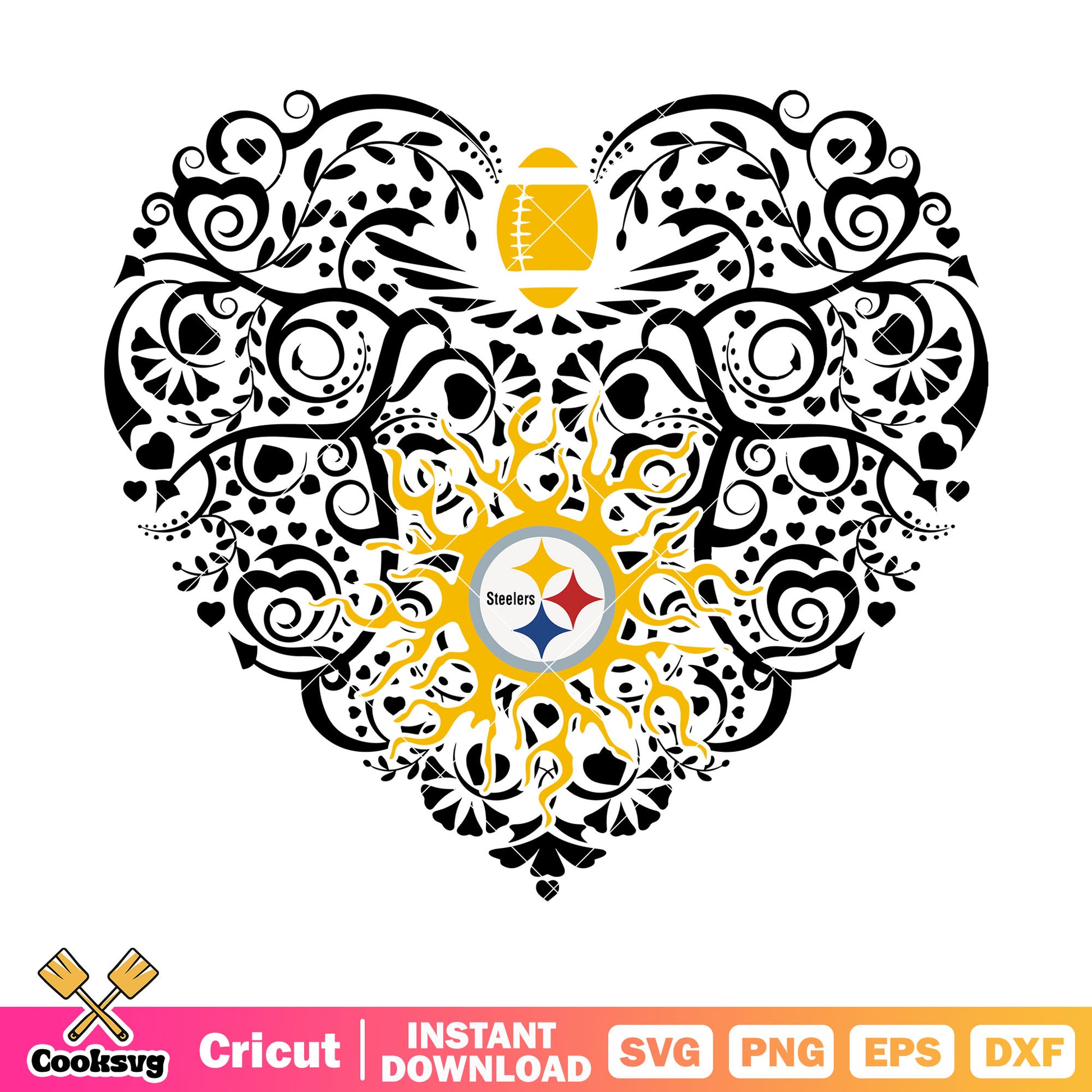 Swirl heart nfl team svg, nfl football team svg, pittsburgh svg