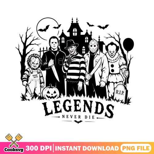 Horror legends squad png, Halloween slasher png, spooky icons png
