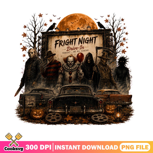Fright Night drive-in horror png, slasher icons png, Halloween png
