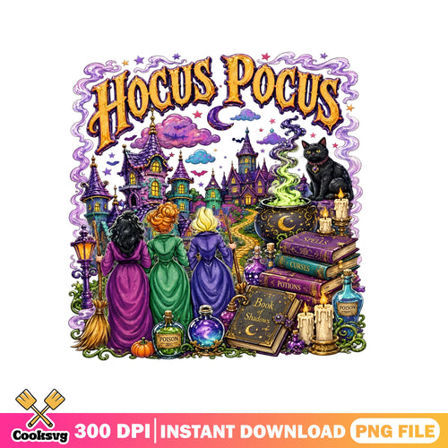 Hocus Pocus witches png, Sanderson sisters png, spell book cat png