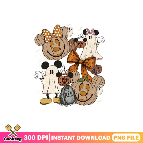 Mickey pumpkin ghost png, Disney Halloween png, graveyard spooky png