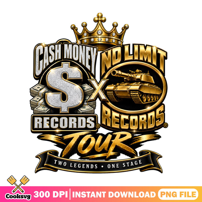 Cash Money X No Limit Tour Logo PNG, Rap Poster PNG, Music Badge PNG