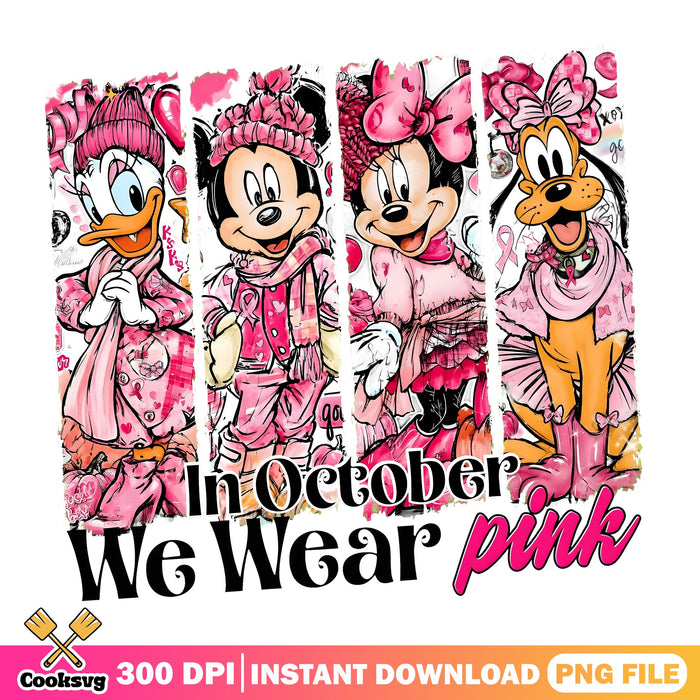 October We Wear Pink PNG, Breast Cancer Awareness PNG, Pink Ribbon PNG