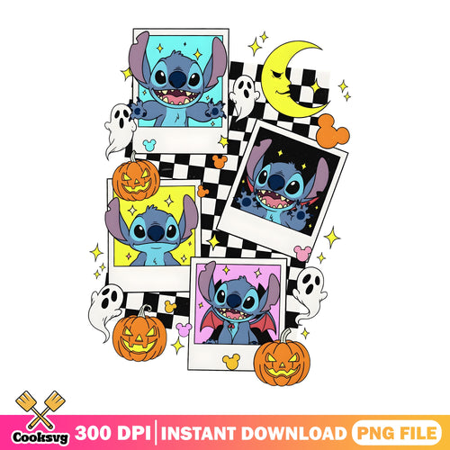 Stitch Polaroid Halloween PNG, Retro Halloween PNG, Vampire PNG