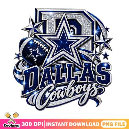 Dallas Cowboys Bling Star PNG, NFL Rhinestone PNG, Cowboys Glam PNG