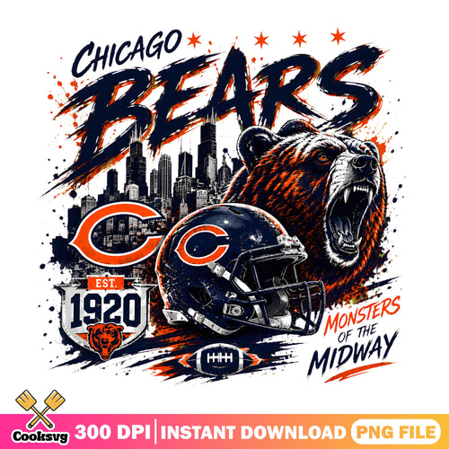 Chicago Bears Midway PNG, NFL Bear Helmet PNG, Bears Skyline PNG