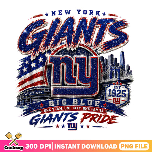 New York Giants Big Blue PNG, NFL Bridge Skyline PNG, Giants Pride PNG