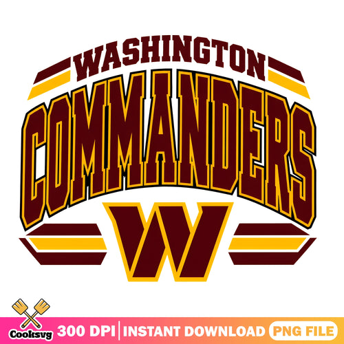 Washington Commanders Varsity PNG, Commanders W Logo PNG, DC NFL PNG