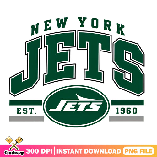 New York Jets Est 1960 PNG, Retro NFL PNG, Jets Football PNG