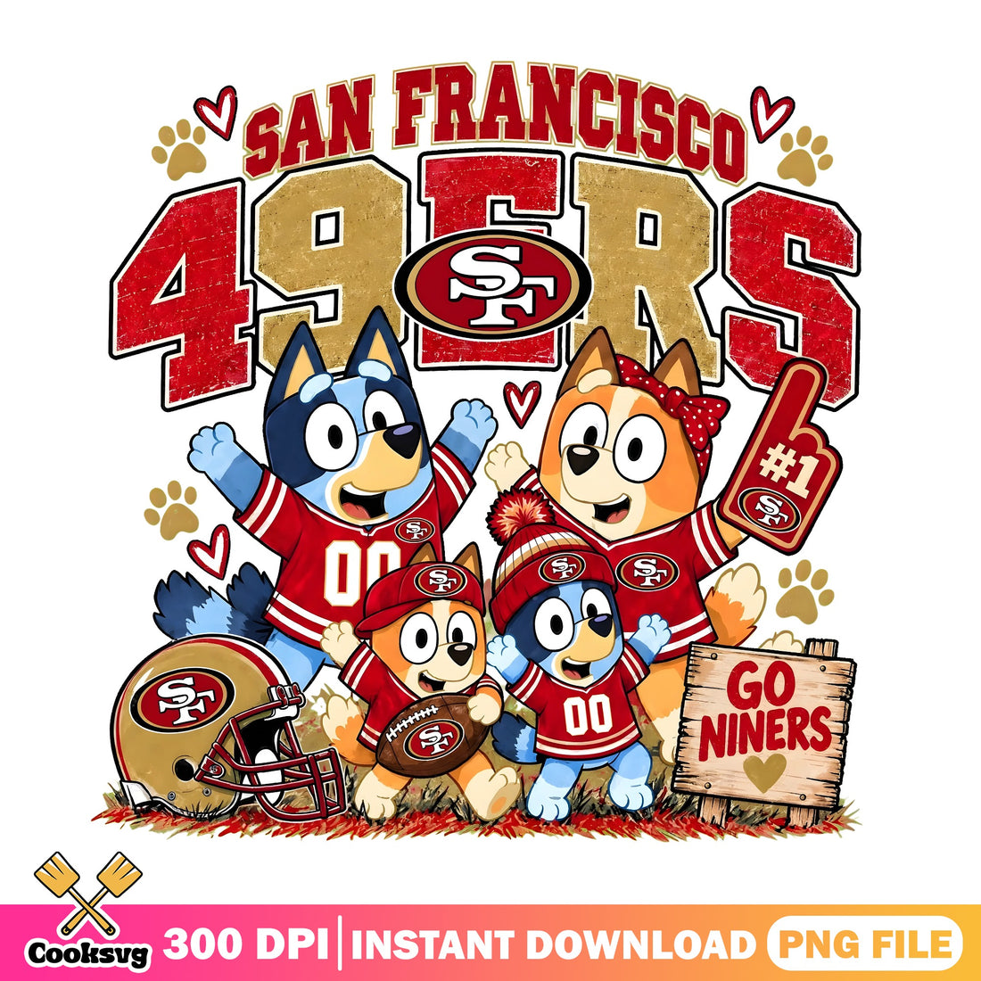 Bluey 49ers Football PNG, San Francisco 49ers PNG, Go Niners PNG – Cooksvg