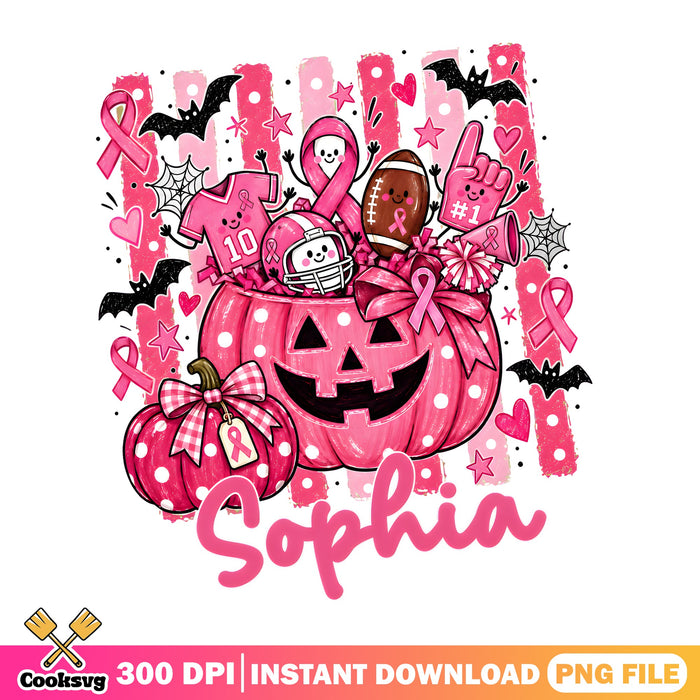 Pink Pumpkin Cancer Awareness PNG, Football PNG, Pink Ribbon PNG