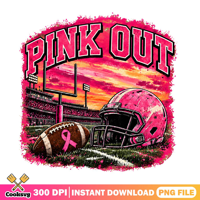Pink Out Football Sunset Helmet PNG, Breast Cancer PNG, Football PNG