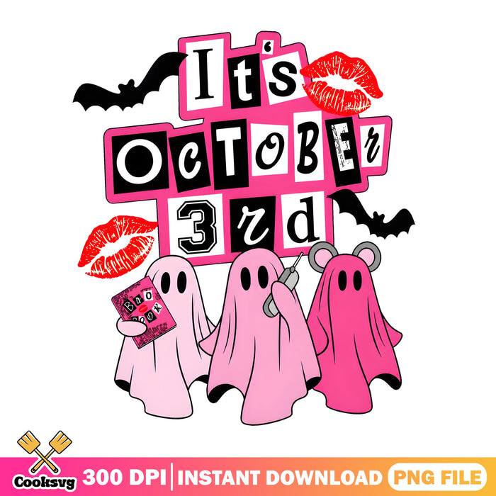 It's October 3rd Pink Ghosts PNG, Halloween Ghost PNG, Pink PNG