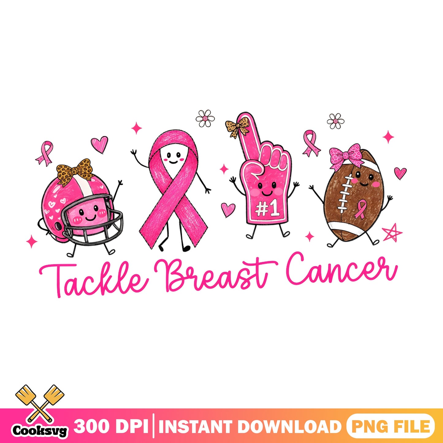 Tackle Breast Cancer PNG, Football Pink Ribbon PNG, Awareness PNG