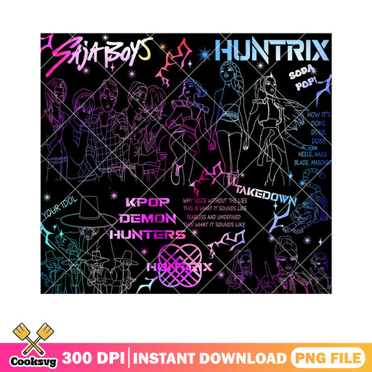 Takedown kpop band png, kpop demon hunters png, huntrix movie png
