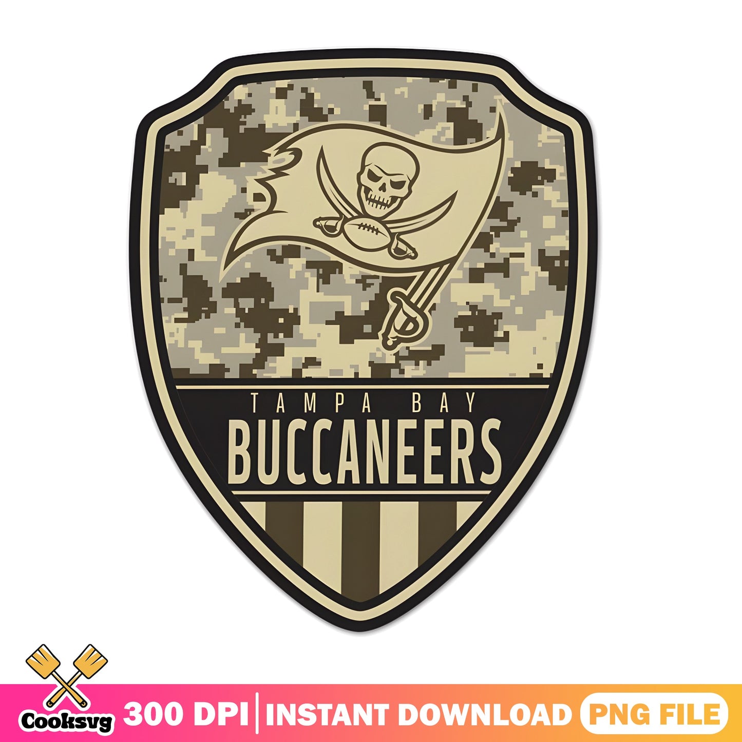 Tampa Bay Buccaneers Camo Shield PNG, NFL Football PNG, Buccaneers PNG