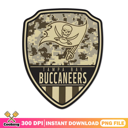 Tampa Bay Buccaneers Camo Shield PNG, NFL Football PNG, Buccaneers PNG