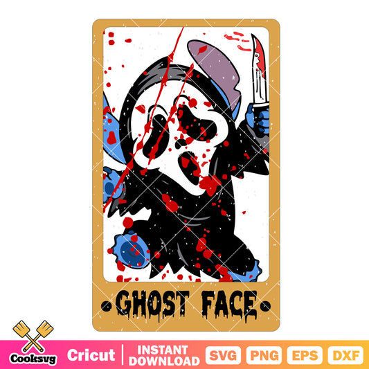 Tarot stitch ghost face svg, halloween tarot​ svg, stitch horror svg