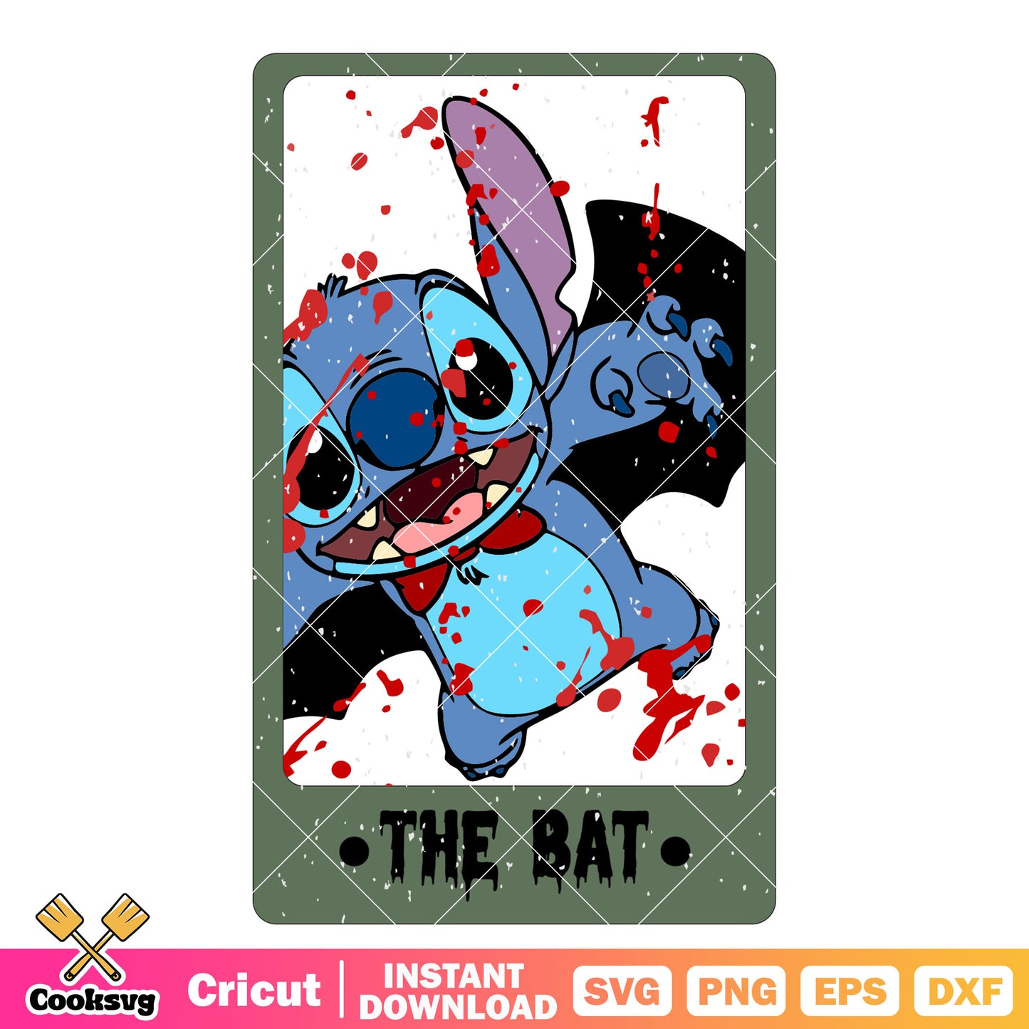 Tarot stitch the bat svg, halloween tarot​ svg, stitch horror svg