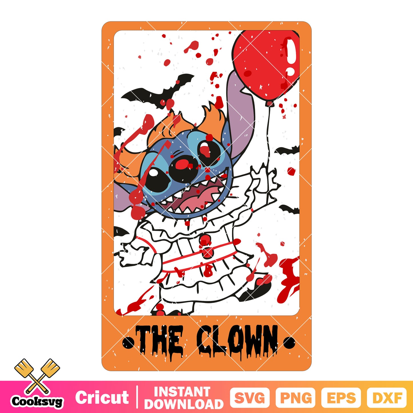 Tarot stitch the clown svg, halloween tarot​ svg, stitch halloween svg