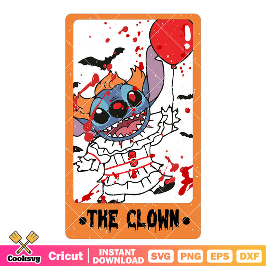 Tarot stitch the clown svg, halloween tarot​ svg, stitch halloween svg