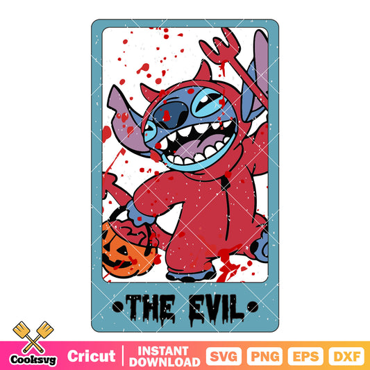 Tarot stitch the evil svg, halloween tarot​ svg, stitch halloween svg