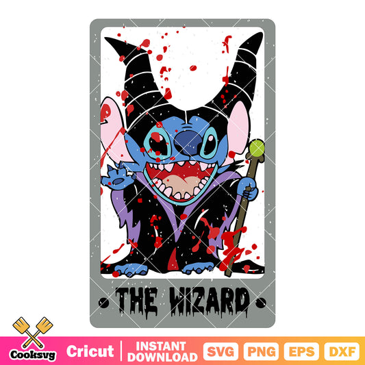 Tarot stitch wizard svg, halloween tarot​ cards svg, stitch costume svg