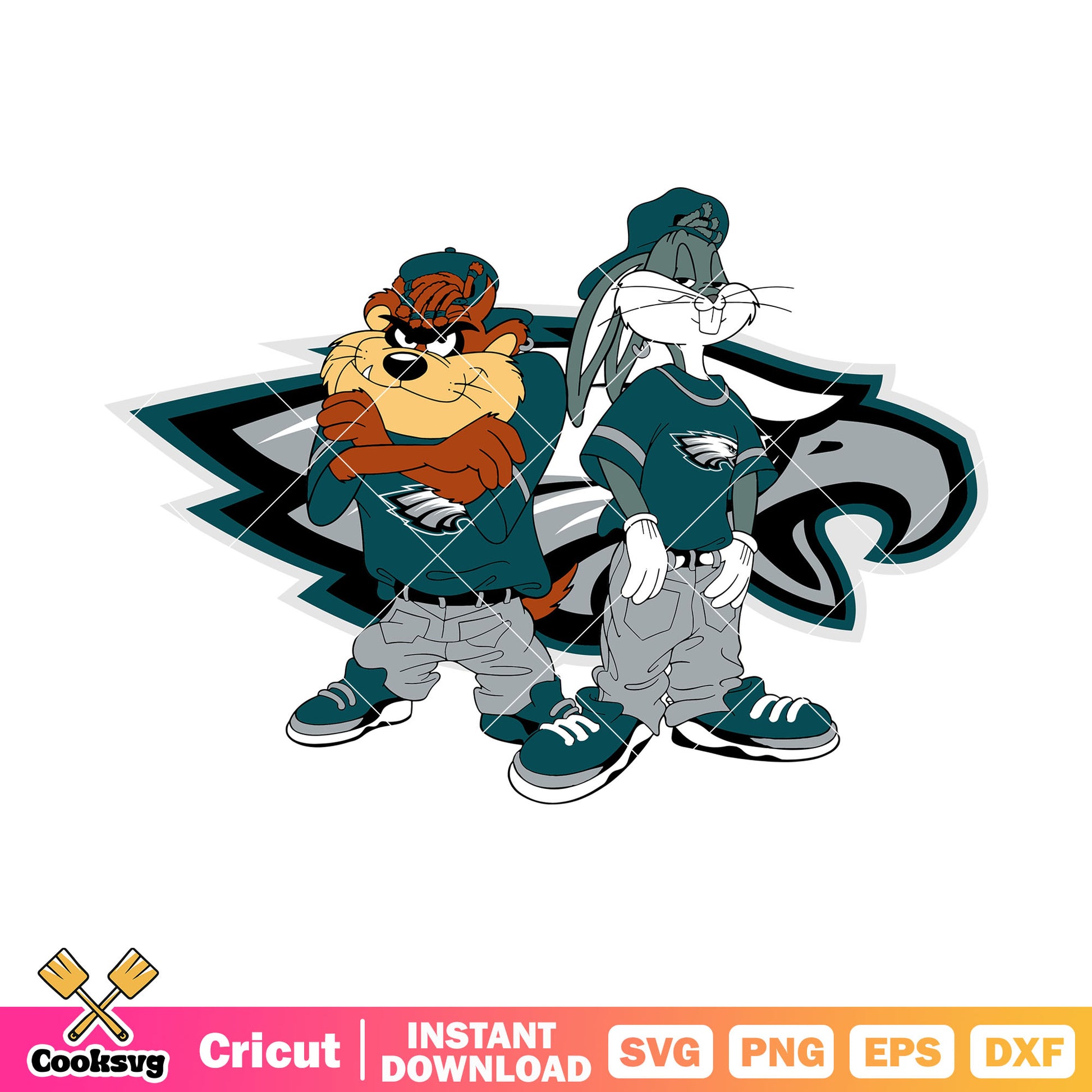 Tasmanian devil nfl team svg, Philadelphia Eagles svg, bug bunny svg