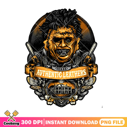 Taxas authentic leathers design png, leather face character png