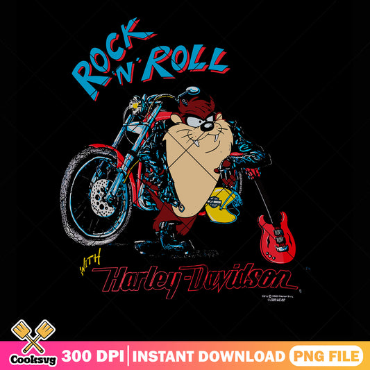 Tazmanian Devil png, Rock and Roll Harley Davidson png, cartoon png