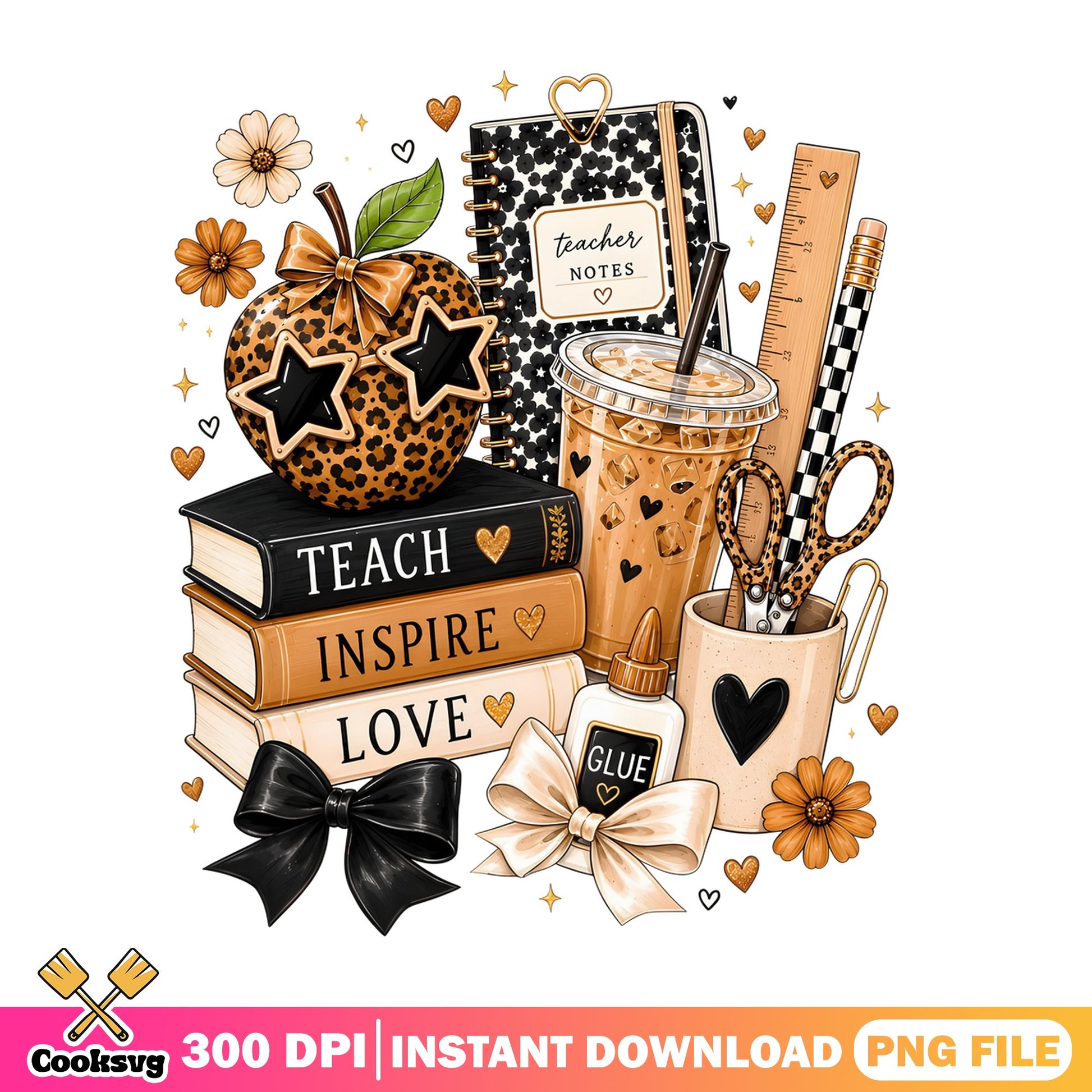 Teach Inspire Love Teacher PNG, Leopard Teacher PNG, Back To School PNG