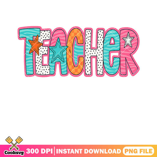 Teacher colors font file png, colors logo png, back to school art png
