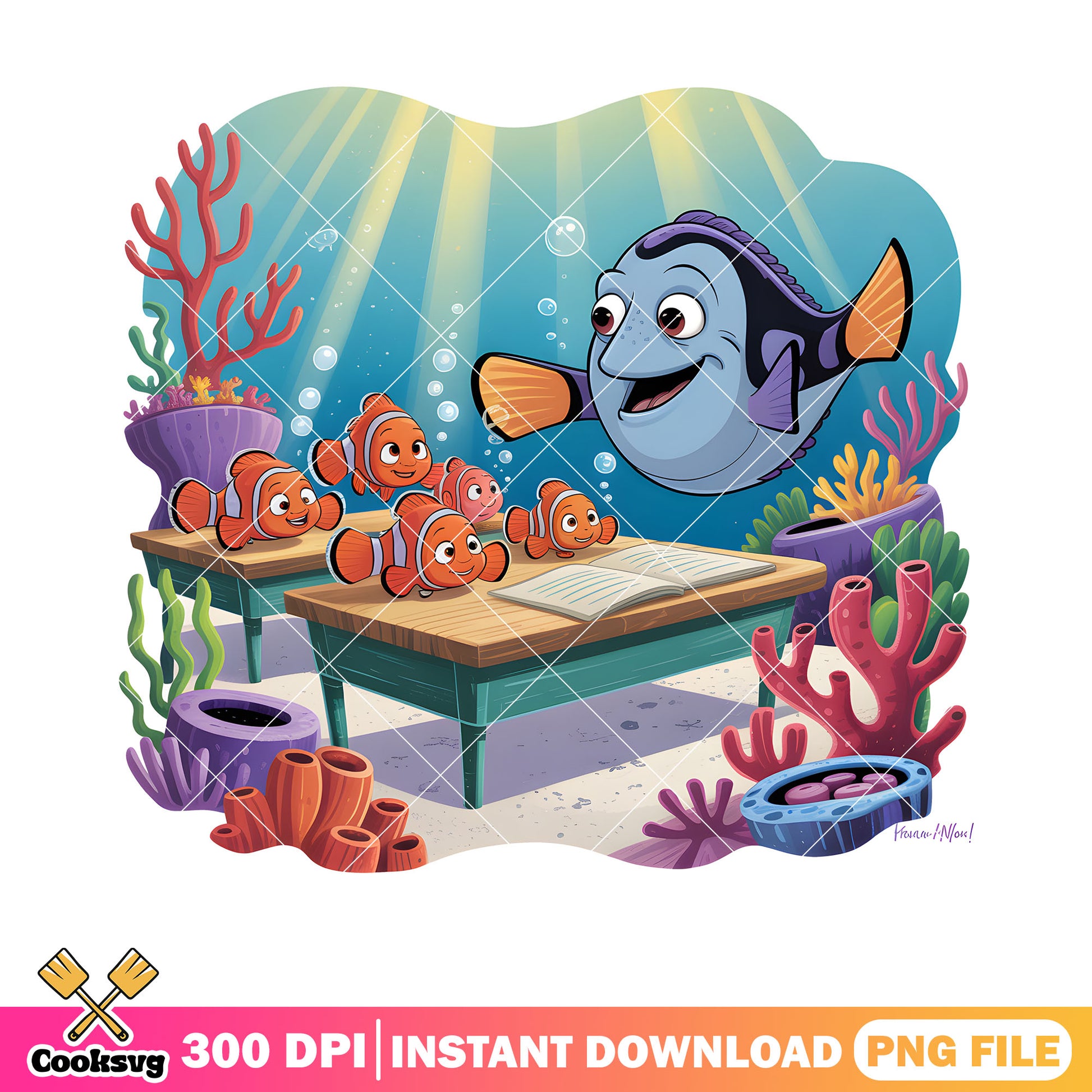 Teacher dory in the ocean png, clownfish nemo png, disney dory png