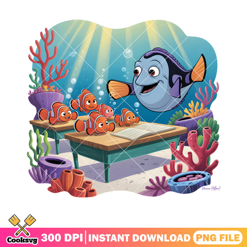 Teacher dory in the ocean png, clownfish nemo png, disney dory png