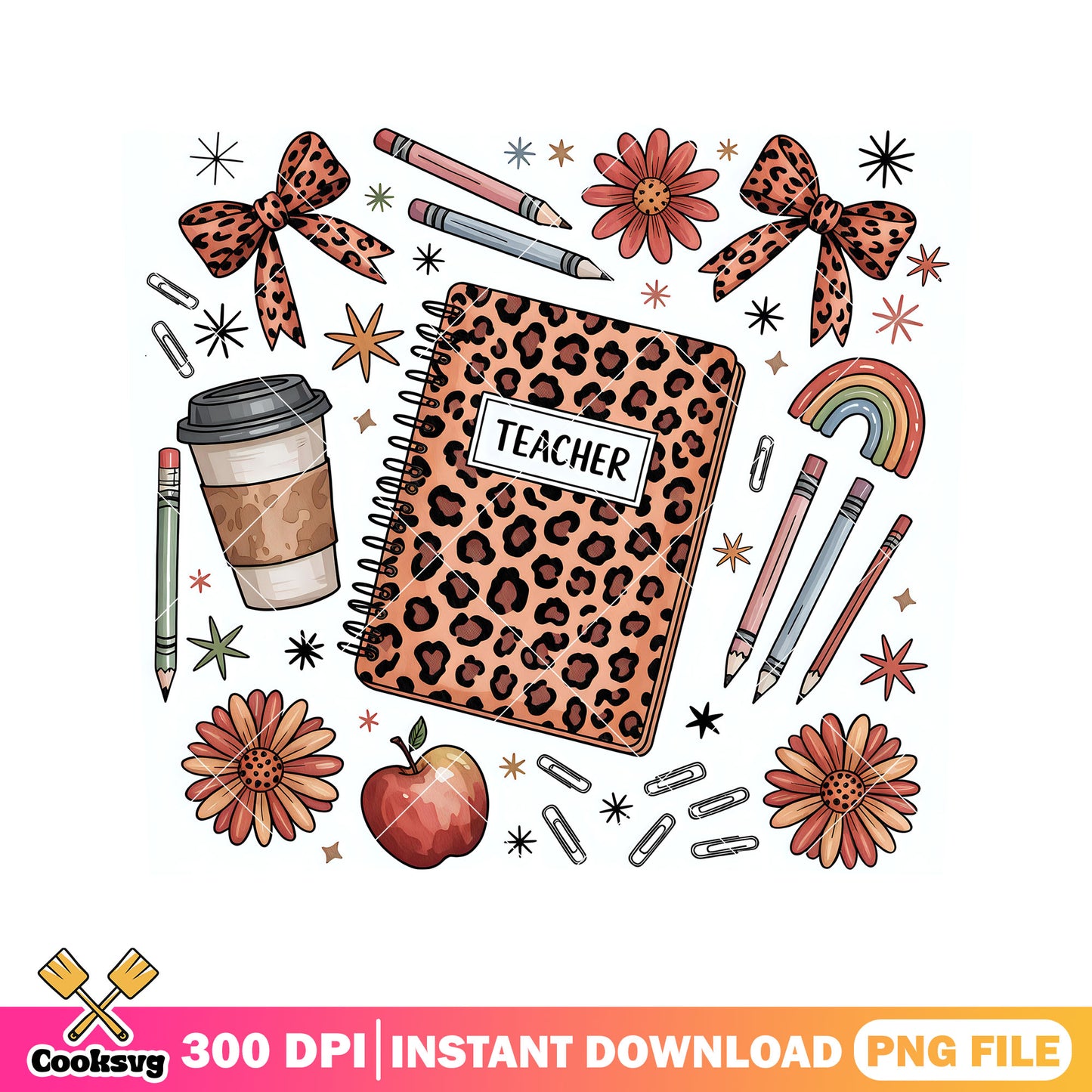 Teacher note book png, school supplies png, happy back to school png