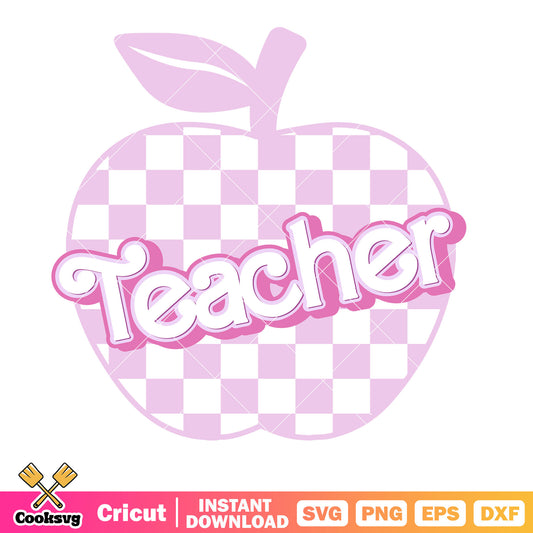 Teacher school pink apple svg, apple back to school​ svg